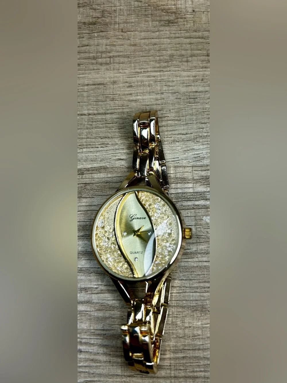 Gold Crystal Accent Women’s Quartz Bracelet Watch